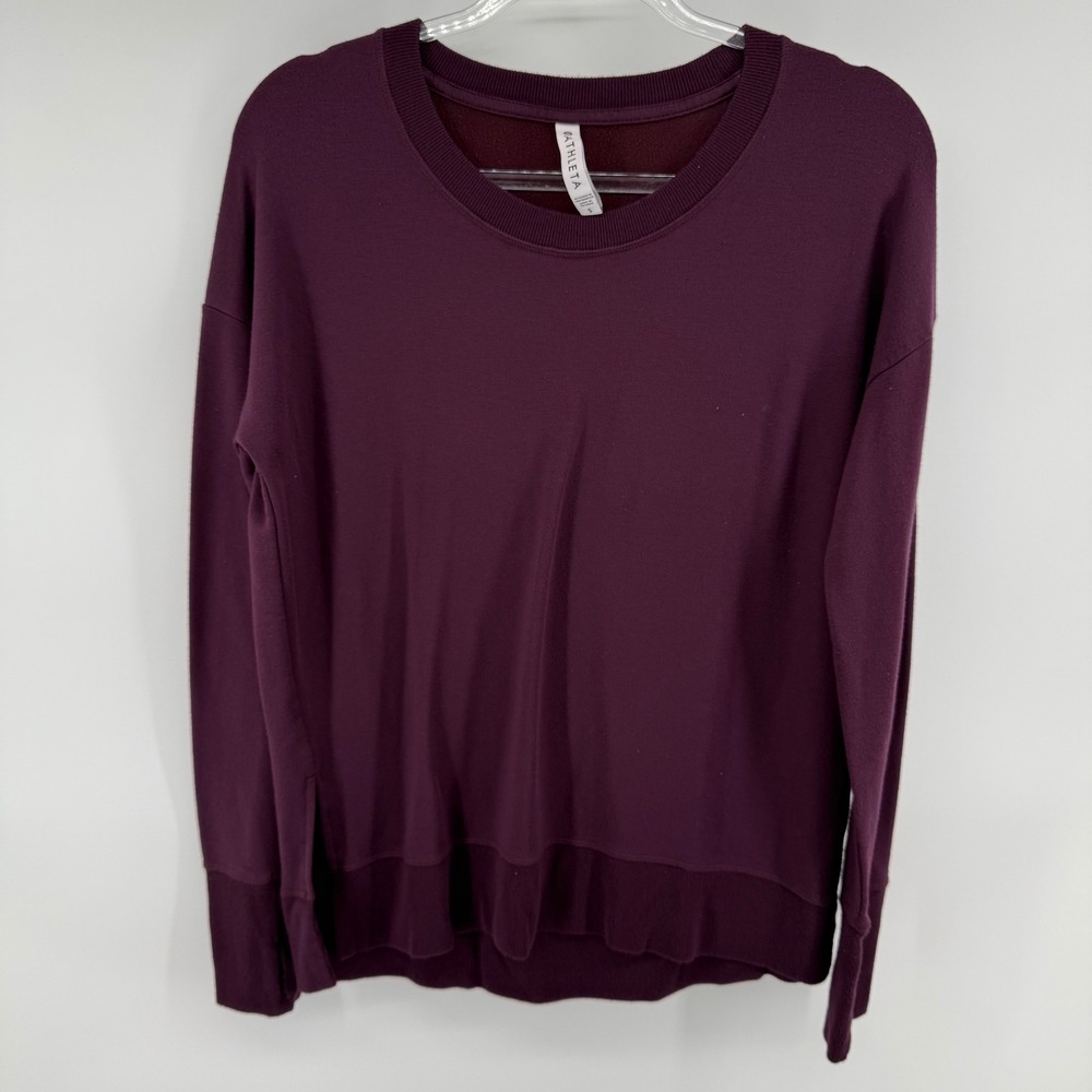 Athleta Burgundy Long Sleeve Crewneck Sweatshirt Pullover Size S